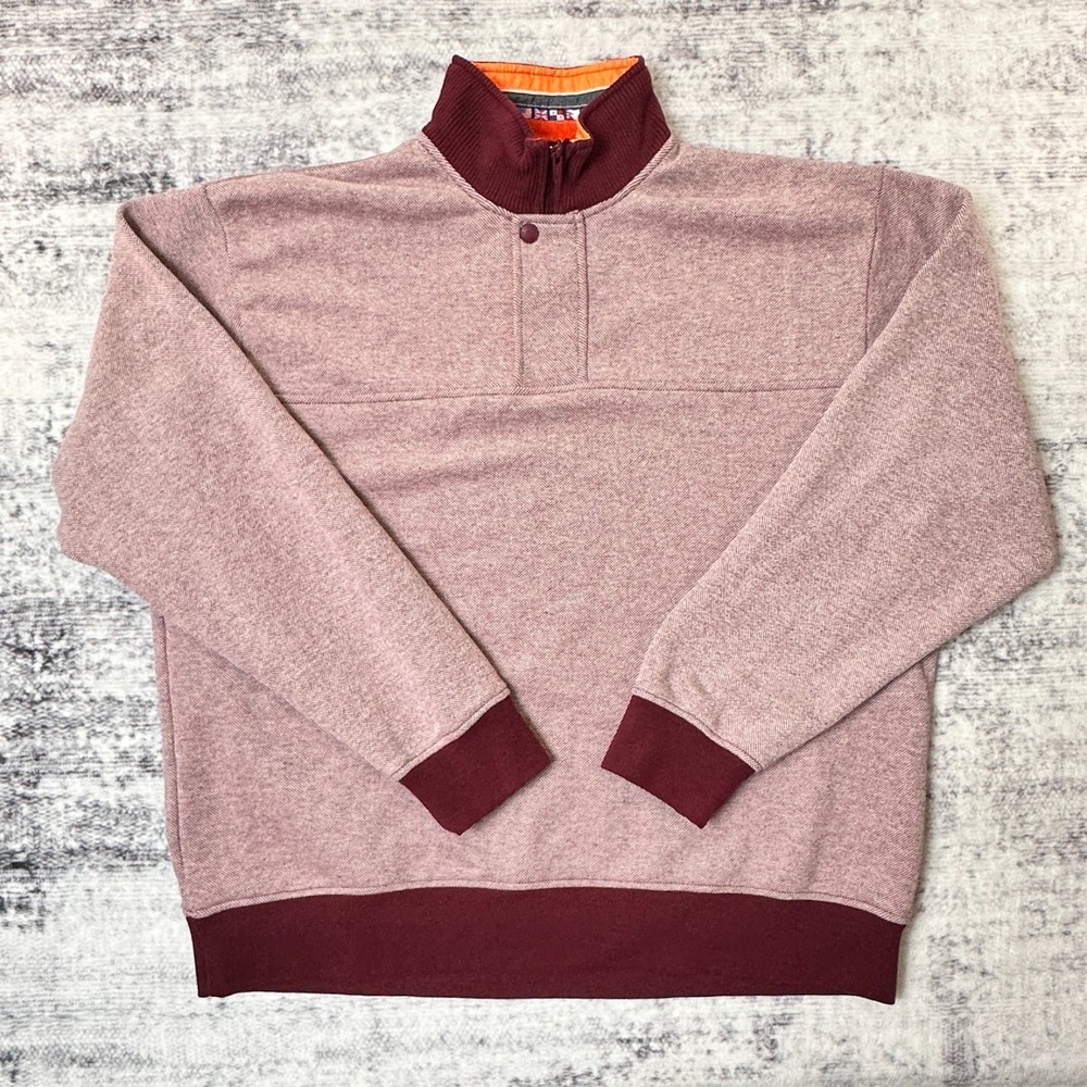 Orvis Quarter Zip Pullover Mock Neck Sweatshirt Men's XL Burgundy Red